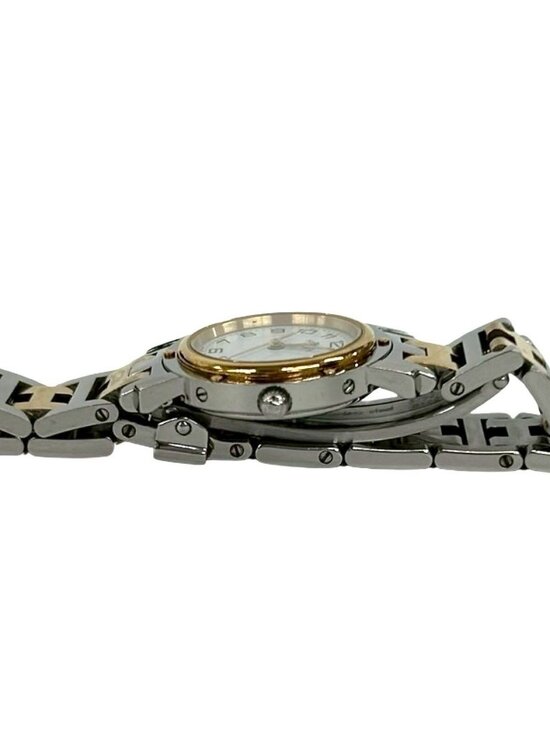 Hermes Clipper Stainless Steel Quartz Watch Wristwatch Silver Gold main image 6